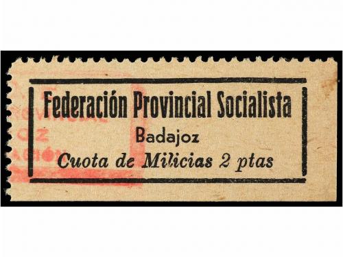 ESPAÑA GUERRA CIVIL. BADAJOZ. 2 pts. negro Federación Provin