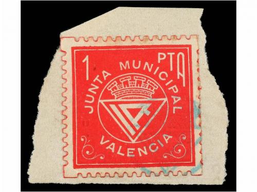 ESPAÑA GUERRA CIVIL. VALENCIA. 1 pta. rojo I.R. Junta Provin