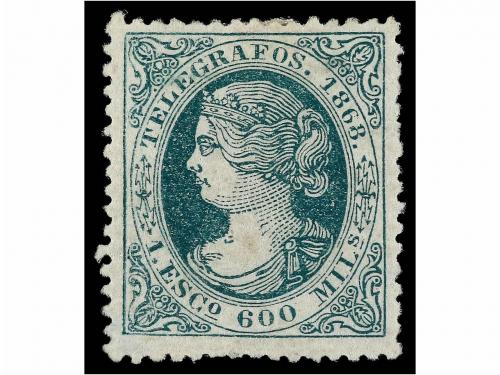 * ESPAÑA: TELEGRAFOS. Ed. 19. 1 Esc. 600 mils. verde. MAGNÍF