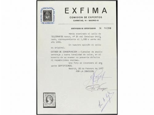 * ESPAÑA: TELEGRAFOS. Ed. 19. 1 Esc. 600 mils. verde. MAGNÍF