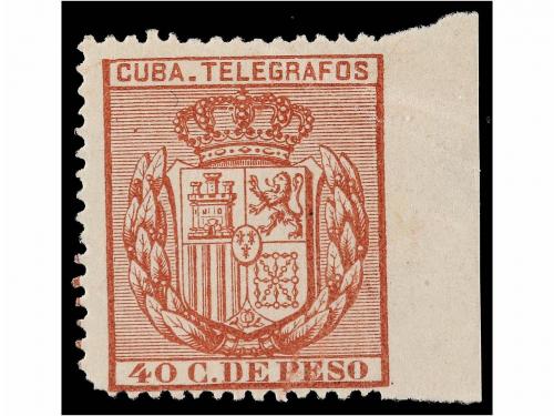 * CUBA. Ed. T 71smd. 40 ctvos. castaño SIN DENTAR MARGEN DER