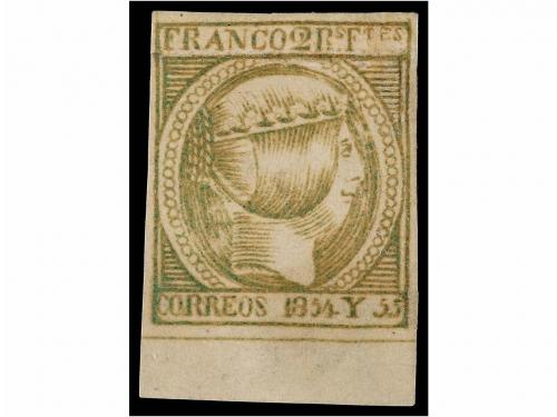 (*) ESPAÑA. Ed. 4. 2 reales verde oliva. Pliegue horizontal 