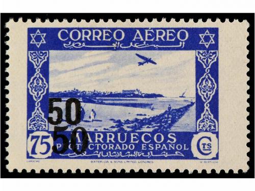 ** MARRUECOS. Ed. 373 + 373Ahh. 50 cts. s. 75 cts. azul. Sob