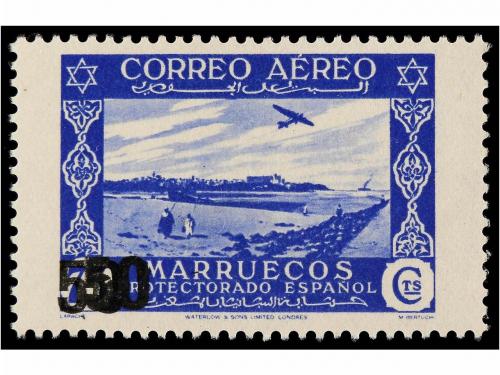 ** MARRUECOS. Ed. 373Ahh. 50 cts. s. 75 cts. azul. Sobrecarg