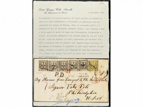 ✉ ITALIA ANTIGUOS ESTADOS: MODENA. Sa. 3, 4 (5). 1857. MODEN