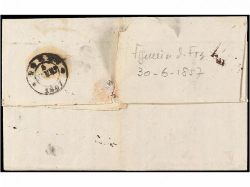 ✉ PORTUGAL. Mu. 8. 1857. FIGUEIRA a PORTO. 50 reis verde, ma