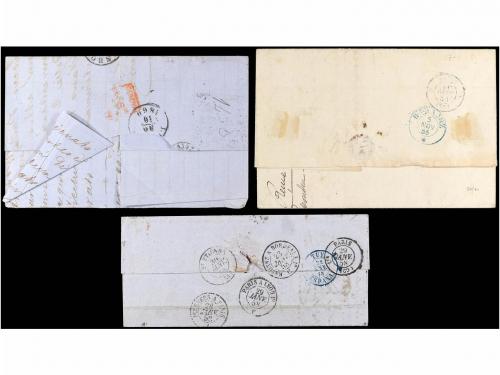 ✉ PORTUGAL. Mu. 6, 11 y 13. 1855-58. Conjunto de tres cartas