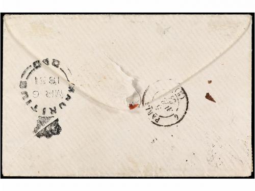 ✉ MAURICIO. Sg. 32, 48. 1861. MAURITIUS a PARIS. 6p. azul y 