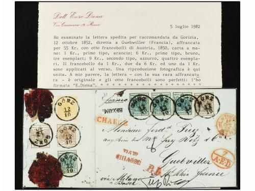 ✉ AUSTRIA. Mi. 1, 4 (3), 5 (4). 1852. GOTZ a GUEBVILLER (Fra