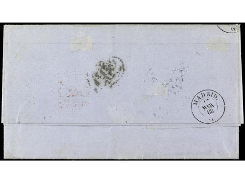 ✉ ESPAÑA. Ed. 85 (4). 1866. PTO. DE SANTA MARIA a NEW YORK. 