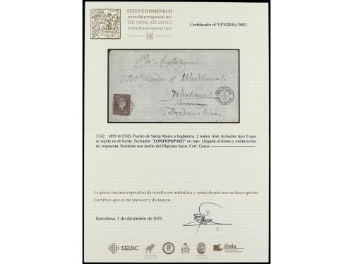 ✉ ESPAÑA. Ed. 42. 1859. PUERTO SANTA MARÍA a ABERDEEN (Escoc