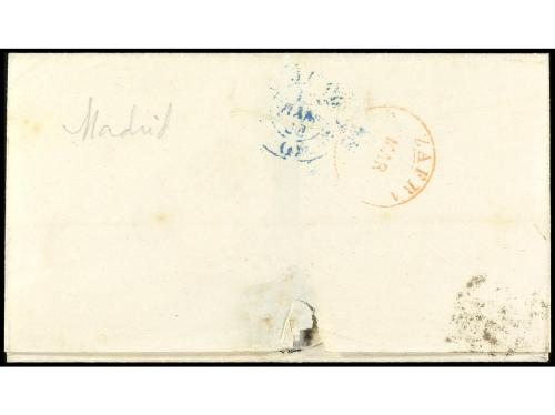 ✉ ESPAÑA. Ed. 33F. 1855. FALSOS POSTALES. MADRID a ZAFRA. 4 