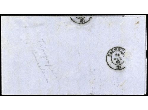✉ ESPAÑA. Ed. 52F. 1861. FALSOS POSTALES. BARCELONA a VALENC
