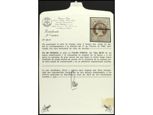 ° ESPAÑA. Ed. 56F. FALSOS POSTALES. 2 reales violeta, FALSO 