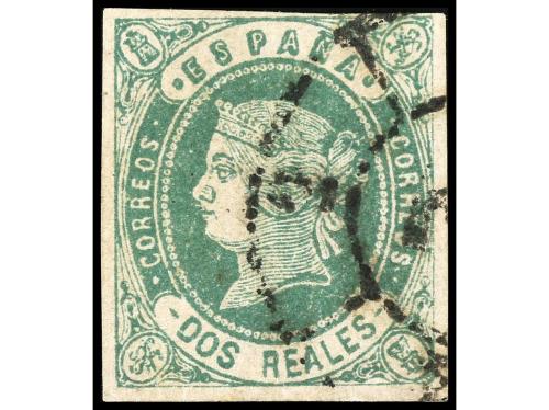 ° ESPAÑA. Ed. 62F. FALSOS POSTALES. 2 reales verde, FALSOS P