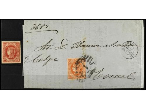 ✉ ESPAÑA. Ed. 64F. 1864. FALSOS POSTALES. MADRID a TERUEL. 4