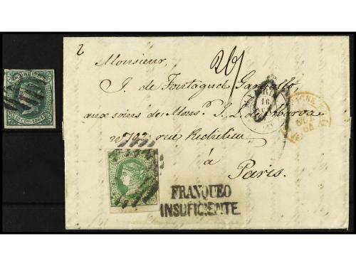 ° ✉ ESPAÑA. Ed. 65F. 1864. FALSOS POSTALES. MADRID a PARÍS. 