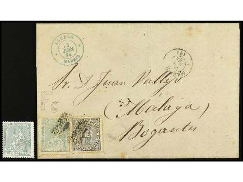 * ✉ ESPAÑA. Ed. 133F. 1874. FALSOS POSTALES. MADRID a MÁLAGA