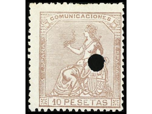ESPAÑA. Ed. 140F. FALSOS POSTALES. 10 pesetas castaño, FALSO