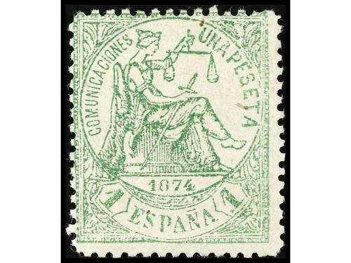* ESPAÑA. Ed. 150F. FALSOS POSTALES. 1 peseta verde, FALSO P