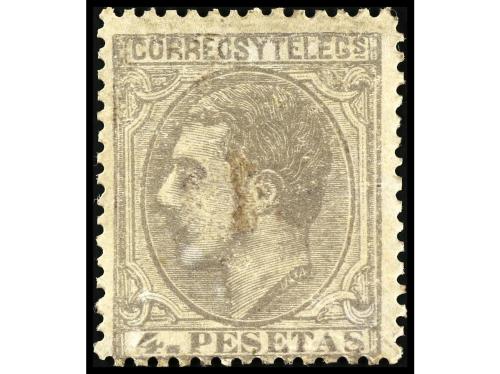 * ESPAÑA. Ed. 208F. FALSOS POSTALES. 4 pesetas gris, FALSO P
