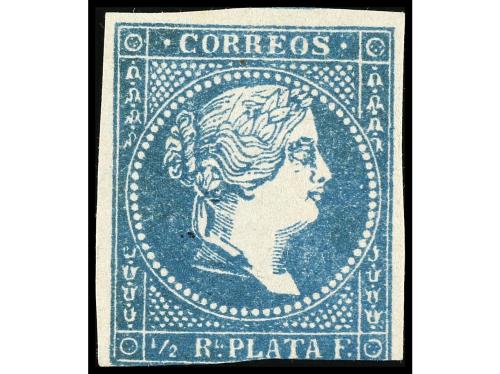 */° CUBA. Ant. 7F. FALSOS POSTALES. 1/2 real azul, FALSO POS