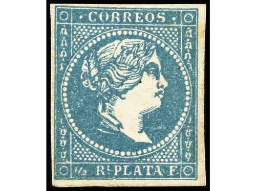 */° CUBA. Ant. 7F. FALSOS POSTALES. 1/2 real azul, un sello 