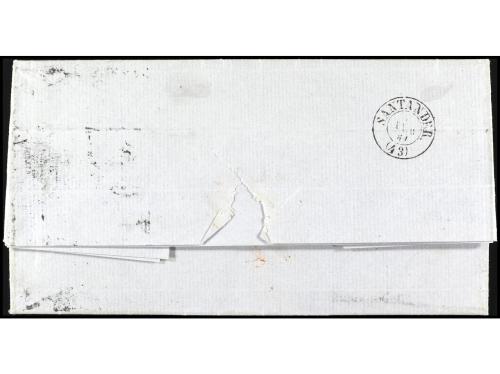 ✉ CUBA. Ant. 8F. 1861. FALSOS POSTALES. HABANA a SANTANDER. 