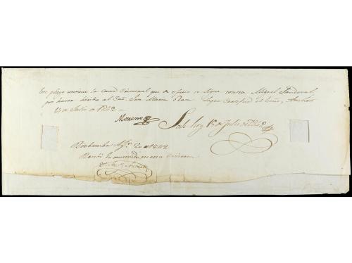 ✉ ECUADOR. 1842. A RIOBAMBA. Marca en rojo AMBATO/FRANCA y m