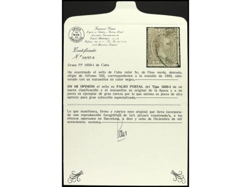 ° CUBA. Ed. 115F. FALSOS POSTALES. 5 centavos verde oliva, F