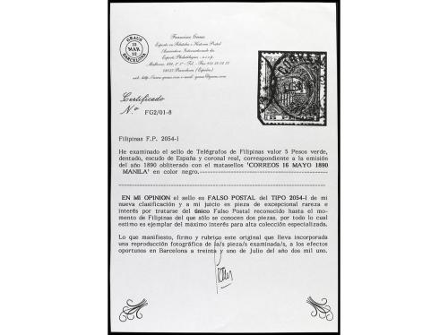 ° FILIPINAS. Ed. 35F. FALSOS POSTALES. TELÉGRAFOS. 5 pesos v