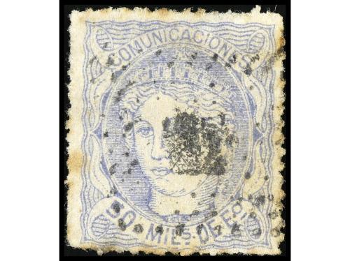 ° ESPAÑA. Ed. 107F. FALSOS POSTALES. 50 milésimas azul, FALS