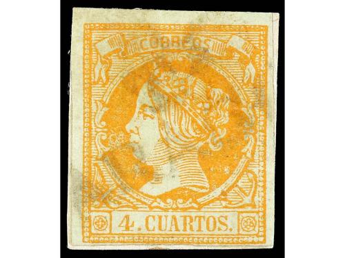 ° ESPAÑA. Ed. 52 (2). 4 cuartos naranja. Dos ejemplares con 
