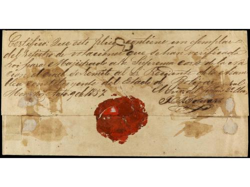 ✉ COLOMBIA. 1857 (11 agosto). MOMPÓS a CARTAGENA. Marca en a