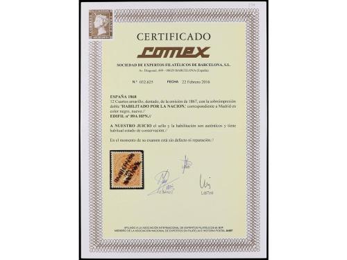 (*) ESPAÑA. Ed. 89AHN. 12 cuartos naranja. HABILITADO/POR LA