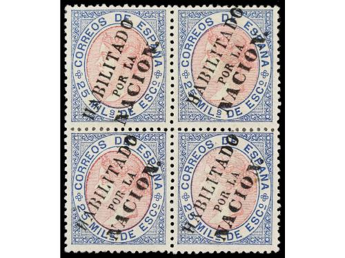 * ESPAÑA. Ed. 95HN (4). 25 m. azul y rosa. HABILITADO/POR LA