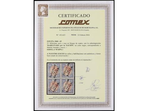 * ESPAÑA. Ed. 95HN (4). 25 m. azul y rosa. HABILITADO/POR LA