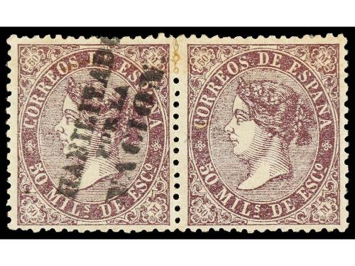 * ESPAÑA. Ed. 98HN. 50 m. violeta. HABILITADO/POR LA/NACION.