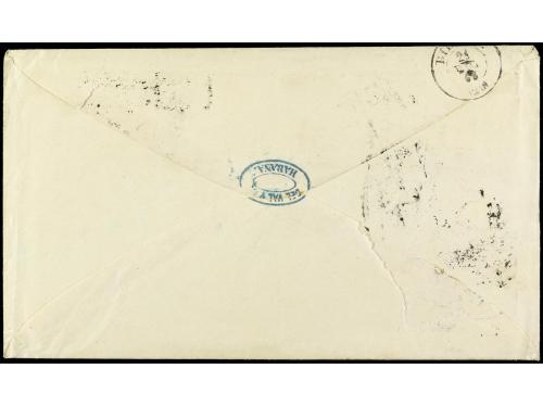 ✉ CUBA. Ant. 10 (4). 1865. HABANA a BILBAO. 1/2 real verde d