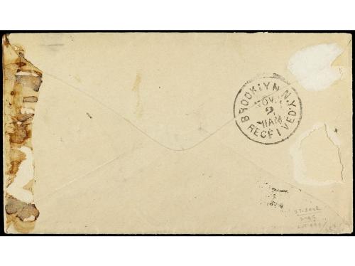 ✉ CUBA. Ed. 32 (2). 1875. COLON a NEW YORK. 25 cts. azul (2)