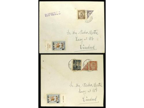 ✉ ESPAÑA. 1938-39. CIFRAS. Conjunto de 5 cartas, cuatro de e