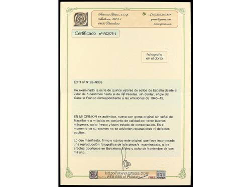 ** ESPAÑA. Ed. 919s/35s. SERIE COMPLETA SIN DENTAR (15 valor