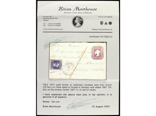 ✉ CHILE. Sc. 15, 16, 17, 18. 1873. ANCUD a ALEMANIA. Entero 