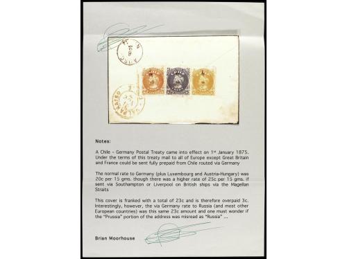 ✉ CHILE. Sc. 15, 16, 17, 18. 1873. ANCUD a ALEMANIA. Entero 