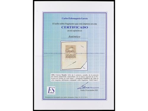 Δ CUBA. 1896. CORREO INSURRECTO. CORREO MAMBI. 2 ctvos. cast
