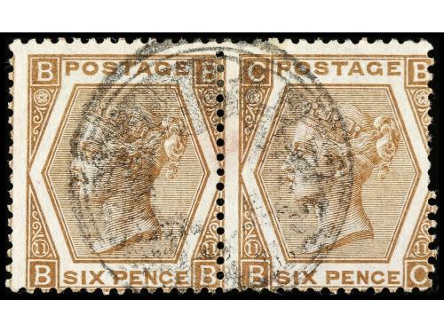 ° GRAN BRETAÑA. Sg. 123. 1872-73. 6 d. pale buff, plate 11. 