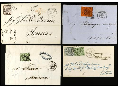 ✉ ITALIA ANTIGUOS ESTADOS: ESTADOS PONTIFICIOS. 1855-65. Con