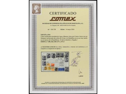 ✉ ESPAÑA. Ed. 280 (2), 663, 669, 671, 673 (9). 1934. LUGO a 