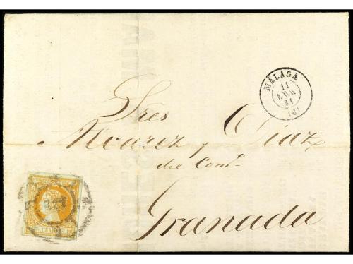 ✉ ESPAÑA. Ed. 52. 1861. MÁLAGA a GRANADA. 4 cuartos. Interio