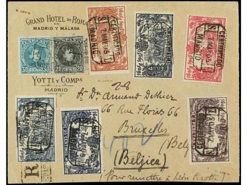 ✉ ESPAÑA. Ed. 257/65. 1905 (7 mayo). MADRID a BÉLGICA. Serie